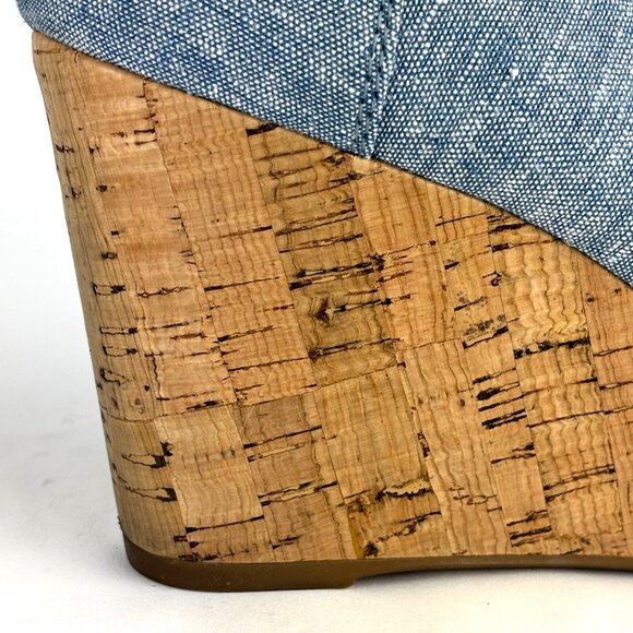 TOMS Claudine Blue Denim Cork Wedge Sandals - Size 9.5 - Picture 8 of 12